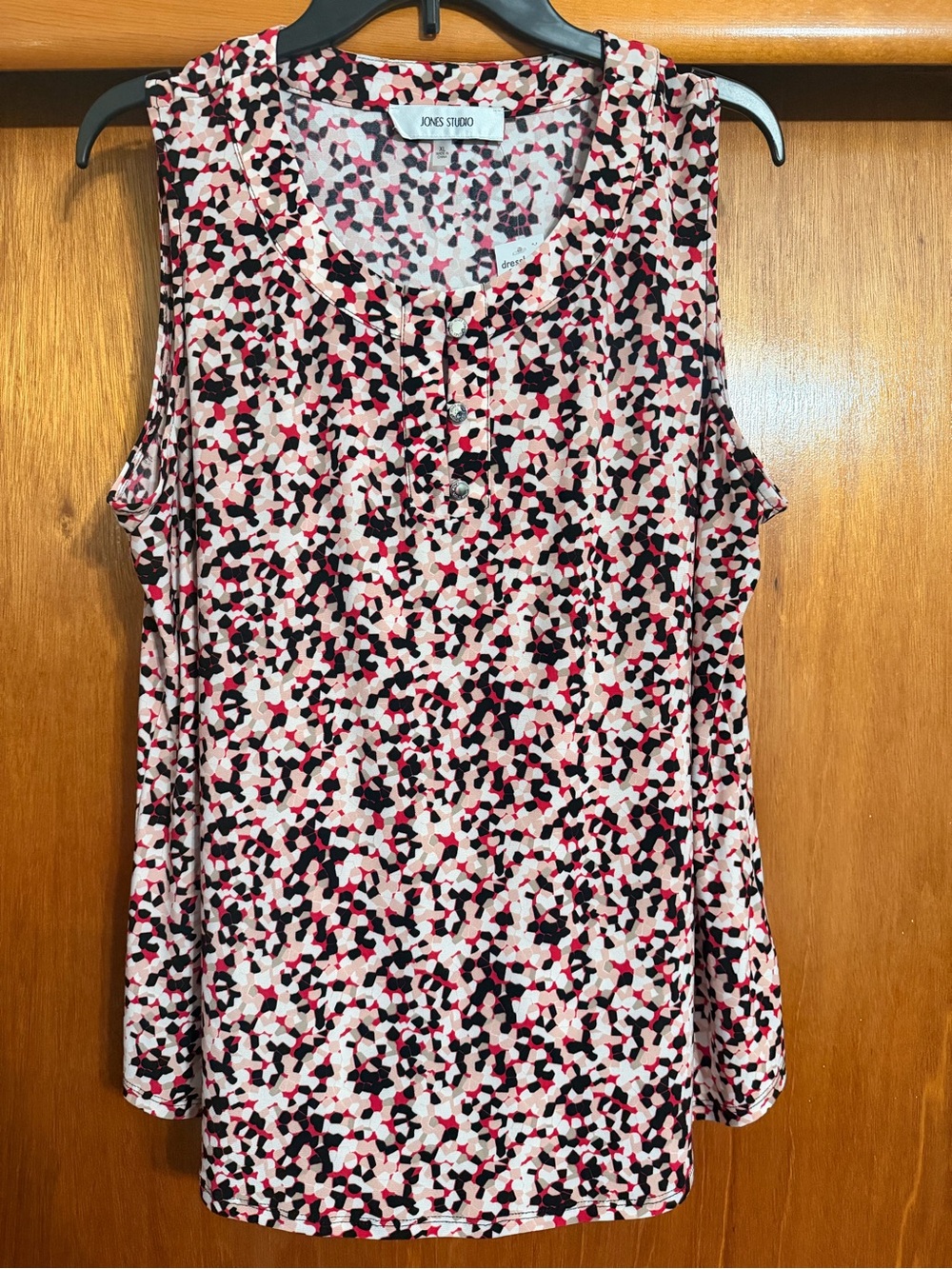 dressbarn Pink Black Cream Printed Sleeveless Tank Top NWT size XL